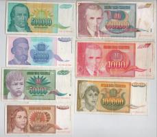 Jugoszlávia 1992. 1000D + 10.000D + 50.000D + 1993. 50.000D + 100.000D + 500.000D + 5.000.000D T:III,III- fo., ragasztás Yugoslavia 1992. 1000 Dinara + 10.000 Dinara + 50.000 Dinara + 1993. 50.000 Dinara + 100.000 Dinara + 500.000 Dinara + 5.000.000 Dinara C:F,VG spotted, sticked
