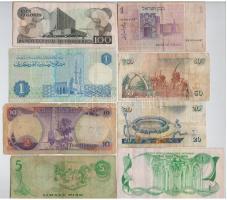 Vegyes: 8db-os papírpénz tétel, benne izraeli, kenyai, Fülöp-szigeteki, Costa ricai, iraki és líbiai...