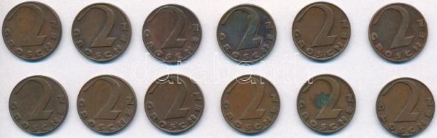Ausztria 1925-1930. 2gr Br (12x) T:2 Austria 1925-1930. 2 Groschen Br (12x) C:XF