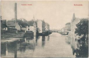 Kolozsvár, Cluj; Szamos részlet, híd, gyár, Schuster Emil kiadása / river detail, bridge, factory (EK)