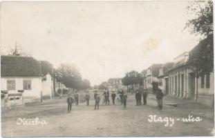 1929 Krizba, Krebsbach, Crizbav; Nagy utca, kerékpár / street view, bicycles, Keresztes photo (EK)