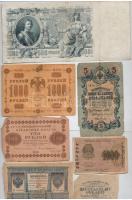 Orosz Birodalom / Szocialista Szövetségi Szovjet Köztársaság vegyes 8db-os bankjegy tétel 1-1000R közötti névértékek T:III,III- Russian Empire / Russian Socialist Federated Republic mixed 8pcs of banknotes between 1-1000 Rubels C:F,VG