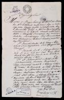 1854 Bábai egyezség, Szend (Szákszend), 3 kr. szignettás papíron, viaszpecséttel, aláírással.