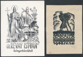 Nagy Árpád (1894-1959): 2 db alkalmi grafika, fametszet, papír, jelzett (az egyik csak a fametszeten...