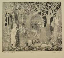 Berki Viola (1932-2001):Akit nem vártak. Rézkarc 94/100, papír, jelzett, 24×29 cm