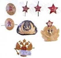 8db-os vegyes szovjet és orosz sapkajelvény tétel, közte modern replika is T:1-,2 8pcs of Soviet and Russian cap badges, with modern replica included C:AU,XF