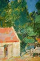 Gulyás Dénes (1927-2003): Tóváros (Tata). Olaj, farost, jelzett,  60×80 cm