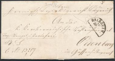 1860 Bajor bíróság levele Bayreuth-ból Sopronba (Odenburg), díszes papíron, szárazpecéttel, német nyelven./1860 Letter of Bavarian court from Bayreuth to Sopron, with dry seal, in German language.