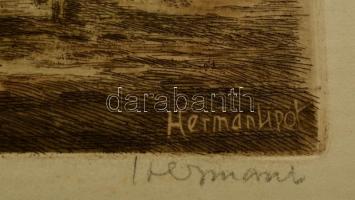 Herman Lipót (1884-1972):  Balaton. Színezett rézkarc, karton, jelzett, 28×34 cm