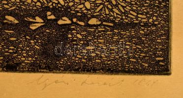 Nyári Lóránt (1928-1982): Áradás után. Rézkarc, papír, jelzett, 29×49 cm