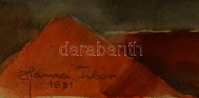 Hamza Tibor (1908-1972): Eger látképe. Akvarell, papír, jelzett, 31×43 cm