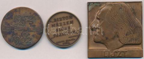 Léderer Tamás (1938- ) 1988. "200 éve született Kisfaludy Károly" Br érem (43mm) + 1982. "Harminc éves a hűtőgépgyár" Br emlékérem (49mm) + DN "Liszt" Br emlékplakett (64x66mm) T:2