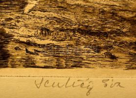 Scultéty Éva (1917-2001): Vízparton. Rézkarc, papír, jelzett, 19×30 cm