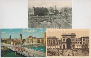 10 db főleg MODERN külföldi városképes lap villamosokkal / 10 mostly MODERN European town-view postcards with trams