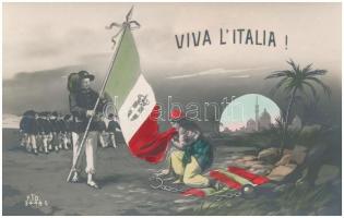 Viva lItalia! / Italian propaganda card for the occupation of Libya