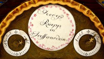 1781 Nagyvárad. Negyedütős barokk asztali óra. Georg Ruppert nagyváradi órás és műszerész jelzett mu...