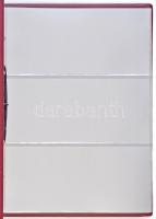 Lindner 1300 Multi Collect gyűrűs album, bordó színű, benne 10db hármas osztású berakólap, újszerű á...