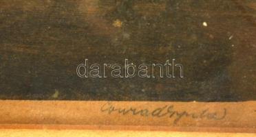 Conrad Gyula (1877-1959): Hazatérés, rézkarc, papír, jelzett, 23×30,5 cm