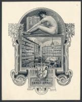 Ernst Krahl (1858-1926): Erotikus ex libris, klisé, papír, jelzett a klisén, 11×9 cm