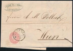 1866 5kr on cover ,,PETRINIA", 1866 5kr levélen ,,PETRINIA"