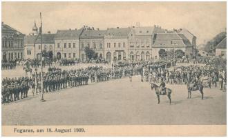 1909 Fogaras, Fagaras; K.u.K. katonai gyülekező, J. Járos kiadása / Austro-Hungarian military rally on the main square (EK)
