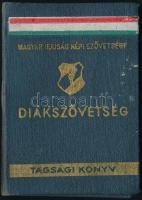 1949 Magyar Ifjúság Népi Szövetsége által kiadott 2 db tagsági könyv, tagdíjbélyegekkel