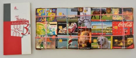Magyar telefonkártya gyűjtemény, különféle kártyák, közte ritka, különleges darabokkal is, összesen 350 db + 3. Matáv telefonkártya-katalógus 1997