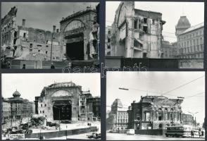 1965 Budapest, 4 db vintage fotó a Nemzeti Színház bontásáról, 9x13 cm