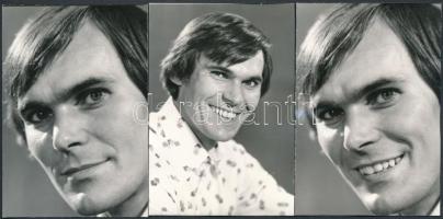 cca 1970 Juhász Jácint színész, 3 db szabadon felhasználható vintage negatív és az ezekről készült 3 db vintage fénykép, Pánczél György (1920-?) filmtörténész hagyatékából (film- és színházi fotó gyűjteményéből), 7x6 cm