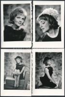 cca 1969 Örkényi Éva színésznő, 4 db szabadon felhasználható vintage negatív és az ezekről készült 4 db vintage fénykép, 7x6 cm
