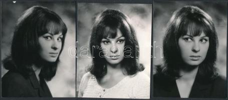 cca 1969 Szegedi Erika színésznő, 4 db szabadon felhasználható vintage negatív és az ezekről készült...