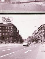 cca 1966 Budapesti városképek, épületfotók, 13 db szabadon felhasználható, vintage negatív, 6x6 cm é...