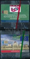 1996-1999 2 db, Távközlési Dolgozók Biztosító és Önsegélyező Egyesülete ill. Európa Tanács motívumos telefonkártya, bontatlan csomagolásban