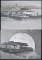 cca 1930 Vízre telepített hajómalmok, Kerny István (1879-1963) hagyatékában fellelt 4 db negatív mai...