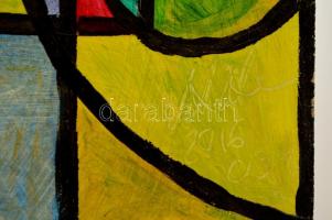 Vasanits Zoltán (1971- ): AB kompozíció, olaj, farost, jelzett, 30×21 cm