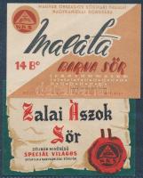 cca 1950 40 db különféle ital- és élelmiszercímke: sonka, sajt, sört, stb., magyar és külföldi vegyesen