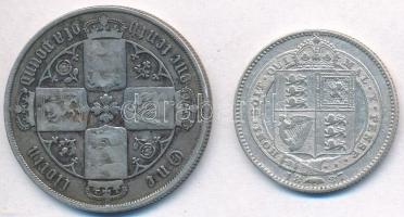 Nagy-Britannia 1876. 1Fl Ag + 1887. 1Sh Ag "Viktória" T:2-,3
Great Britain 1876. 1 Florin...
