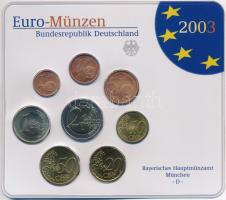 Németország 2003D 1c-2E (8x) forgalmi sor, müncheni verde, lezárt műanyag tokban T:1 Germany 2003D 1 Cent - 2 Euros (8x) coin set, Münich Mint, in sealed plastic case C:UNC