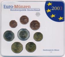 Németország 2003J 1c-2E (8x) forgalmi sor, hamburgi verde, lezárt műanyag tokban T:1 Germany 2003J 1 Cent - 2 Euros (8x) coin set, Hamburg Mint, in sealed plastic case C:UNC