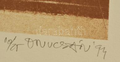 Onucsán Miklós (1952-): Transzcendens  provokáció. Szitanyomat, papír, jelzett,  39×21 cm