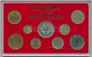 Szovjetunió 1971-1991. 1k-1R (9xklf) forgalmi szett A Szovjetunió utolsó érméi műanyag tokban T:1,1- oxidáció Soviet Union 1967. 1 Kopek - 1 Ruble (9xdiff) coin set in Last Coins of the Soviet Union plastic case C:UNC,AU corrosion