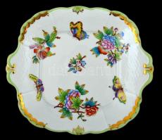 Herendi Viktória mintás apró süteményes készlet, kézzel festett, jelzett, hibátlan, d: 12,5 cm (6×),...