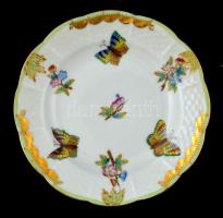 Herendi Viktória mintás apró süteményes készlet, kézzel festett, jelzett, hibátlan, d: 12,5 cm (6×),...