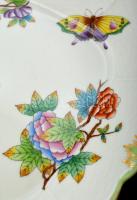 Herendi Viktória mintás apró süteményes készlet, kézzel festett, jelzett, hibátlan, d: 12,5 cm (6×),...