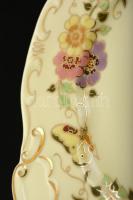 Zsolnay pillangó mintás süteményes készlet, kézzel festett, jelzett, hibátlan, d: 16,5 cm (6×), 25,5...