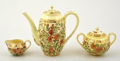 Zsolnay perzsa mintás mokkás készlet, kézzel festett, jelzett, hibátlan, eredeti dobozában