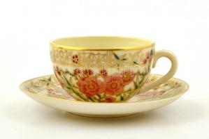 Zsolnay perzsa mintás mokkás készlet, kézzel festett, jelzett, hibátlan, eredeti dobozában