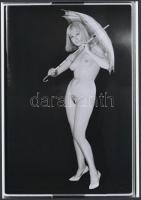 cca 1973 Volt, van és lesz, 4 db szolidan erotikus fénykép, vintage negatívokról készült mai nagyítá...