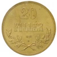 1922. 20f aranyozott Br, rozettával, Artex-veret T:1(P) / Hungary 1922. 20 Fillér gilt Br, with rose...