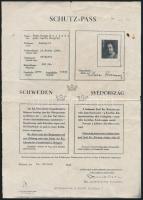 1944 Fényképes Schutzpass másolata Kellner Ferencné Klopfer Berta (1894-1977) részére, közjegyzői hitelesítéssel